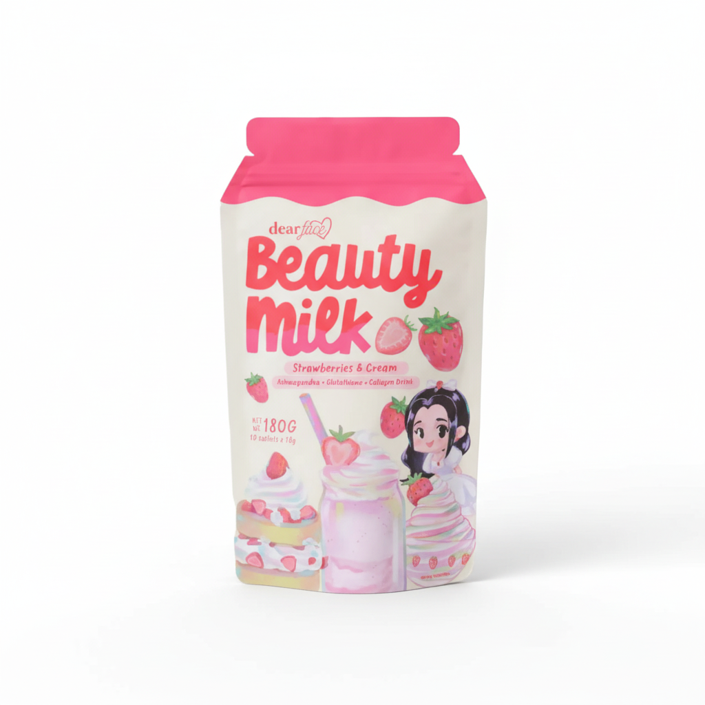 Dear Face Beauty Milk | Strawberries & Cream (Ashwagandha + Glutathione + Collagen)