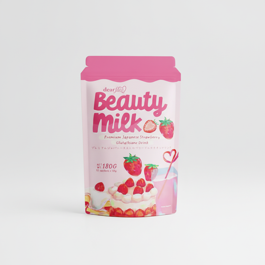 Dear Face Beauty Milk | Premium Japanese Strawberry Glutathione Drink (10 Sachets)