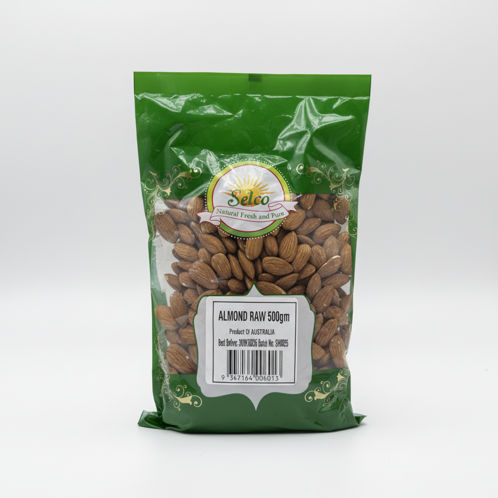 Selco Raw Almonds (Premium Kernels) | 500g Value Pack